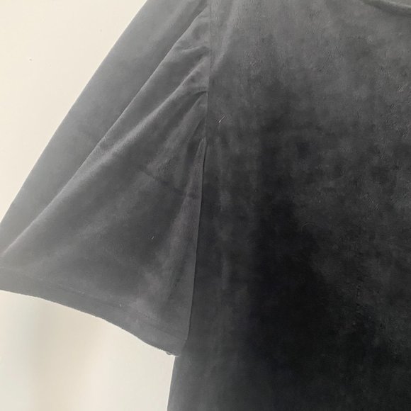 LOFT Velvet Puff Sleeve Top Black Relaxed Fit Stretch Casual - Picture 7 of 8